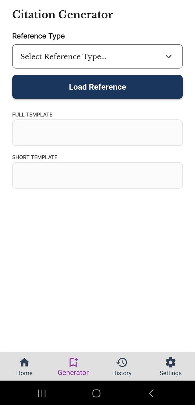 Generator page before loading a reference