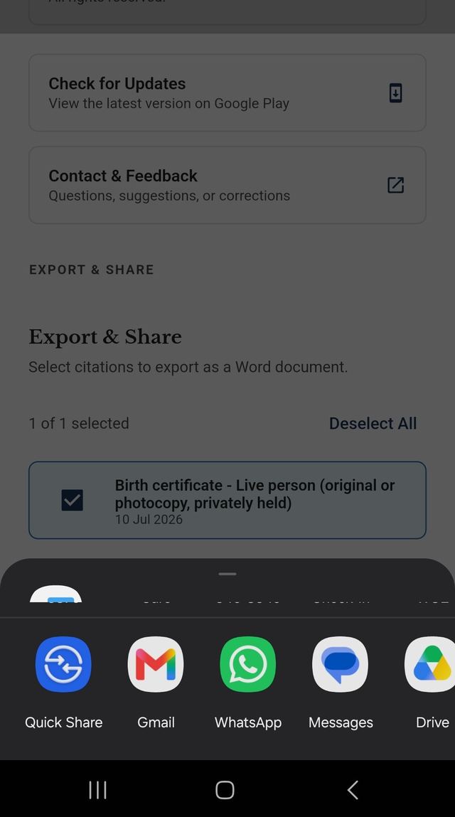 Android share sheet with exported Word document